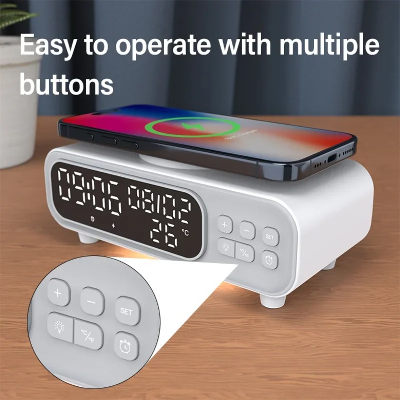 Usb C Earphone - 15W Wireless Charger Time Alarm Clock