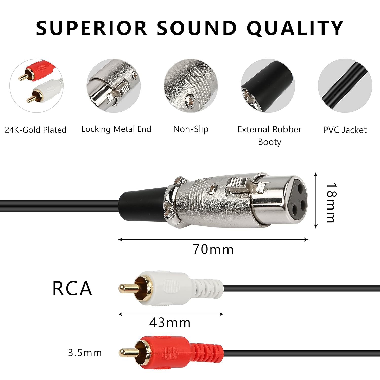 XLR Female to Dual RCA Male St - Audio Splitter Y review and price