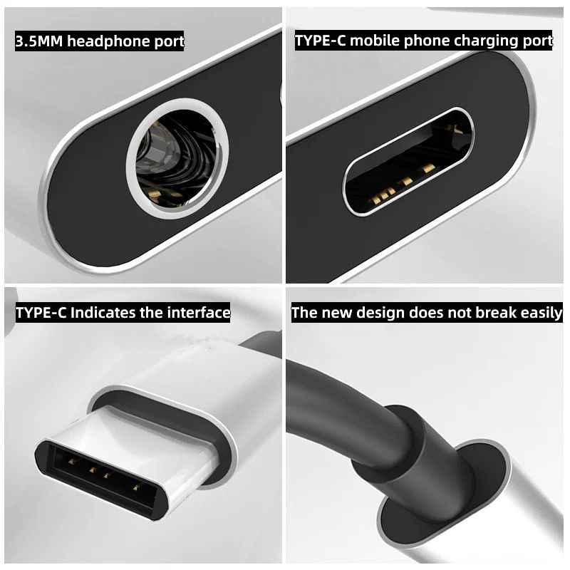 2 in 1 Audio Adapter Type C To - Audiophile Headphone Wired review and price