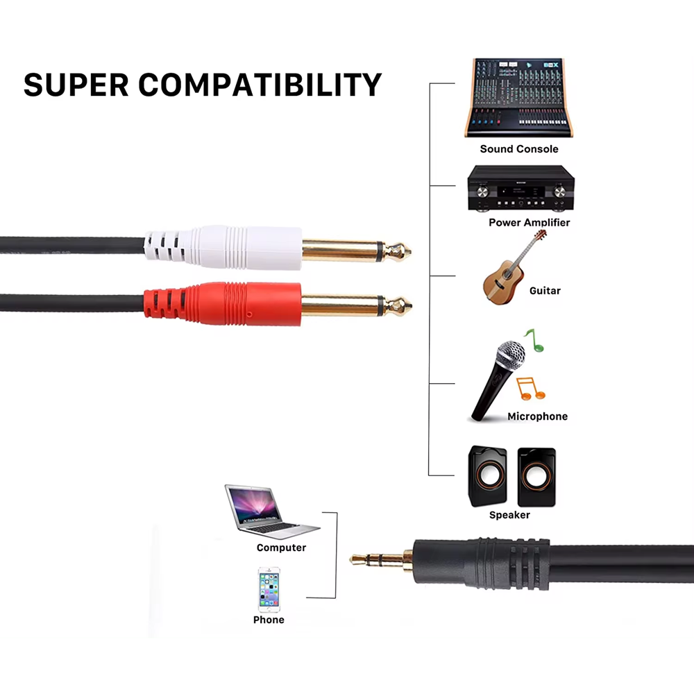 3.5mm TRS to Dual 6.35mm TS Y  - Audio Splitter Y review and price