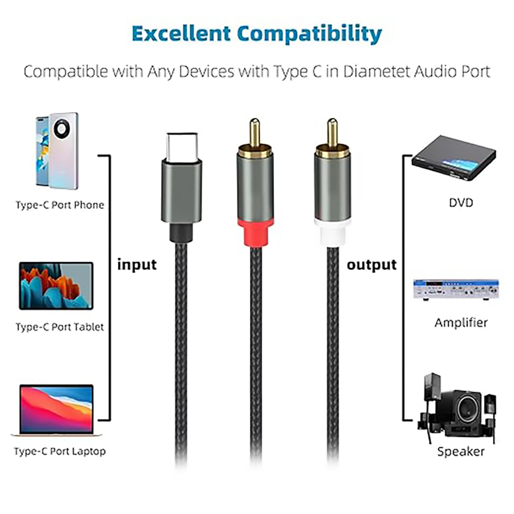 USB C to 2 RCA Audio Cable, Ty - Earphone Splitter Jack review and price